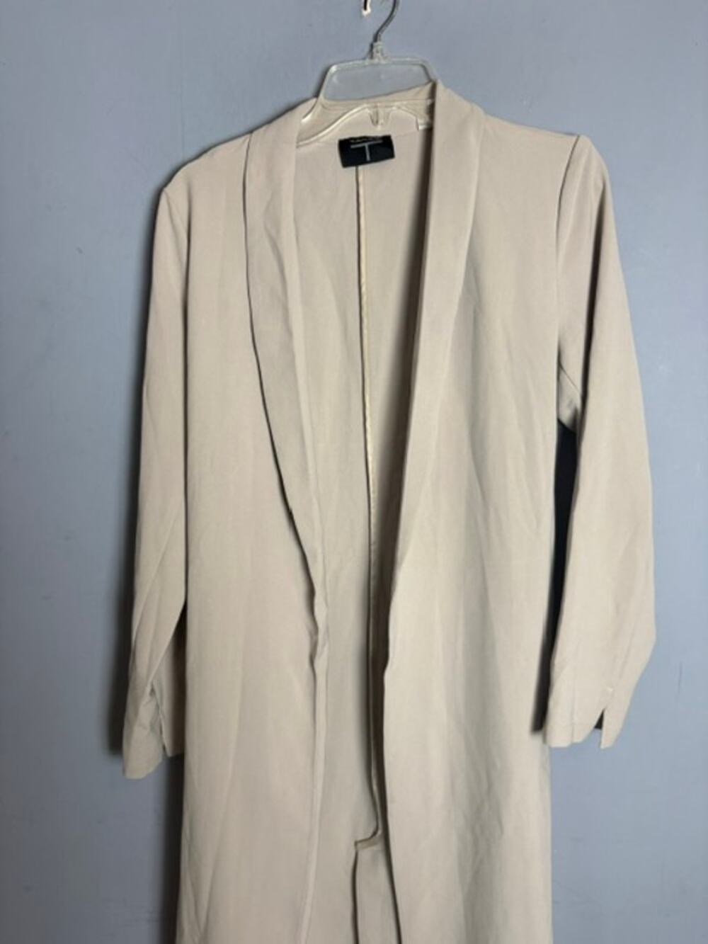 Tahari Womens Beige Long Open Front Duster Jacket Size 6
